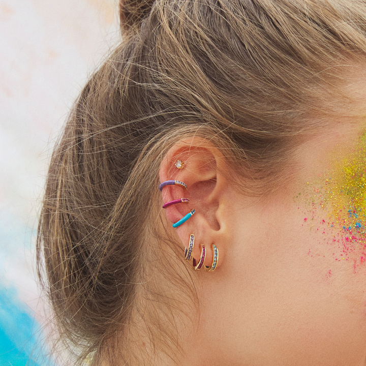 BRINCO PIERCING ARGOLA OURO AMARELO ROSA HOLI HOOP