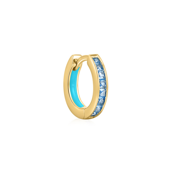 GEELGOUDEN BLAUWE OORRING HOLI HOOP