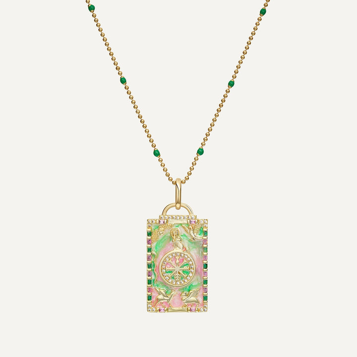 PENDENTIF CARTE DE TAROT ROUE DE LA FORTUNE