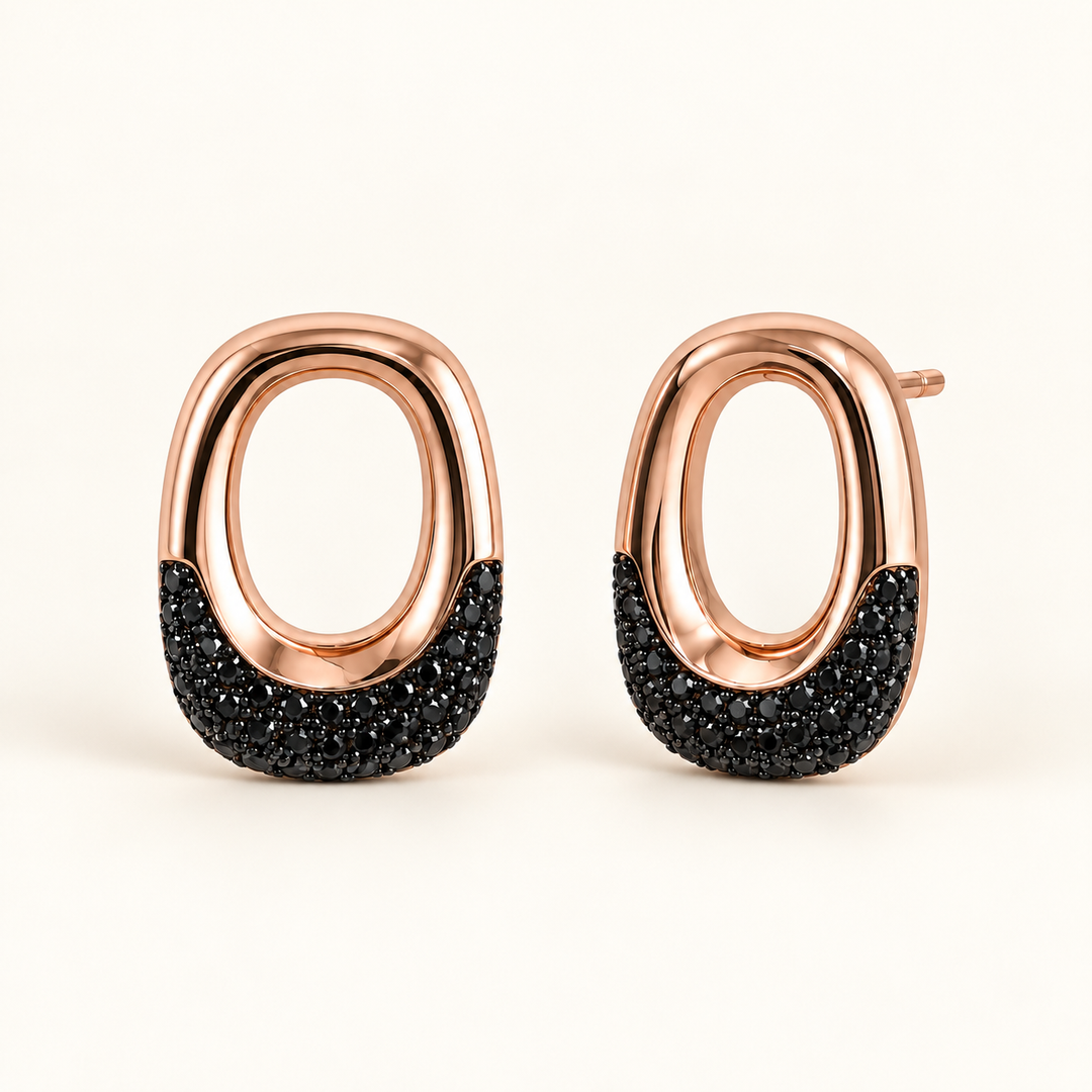 PENDIENTES BLACK SPINEL ROSE SLASH
