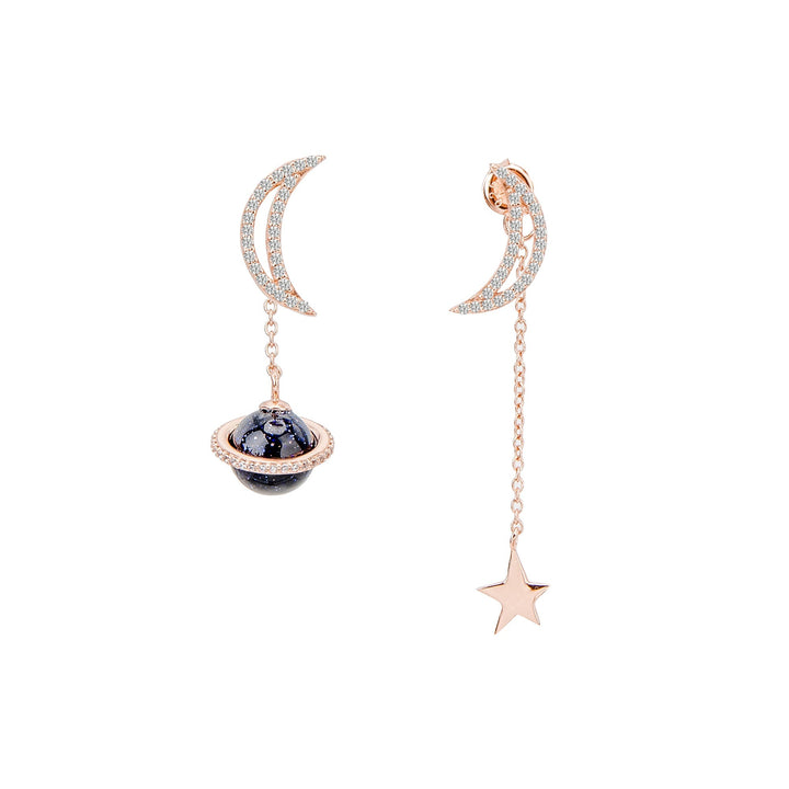 ASIMMETRISCHE OORHANGERS ROZE GOUD GALAXY