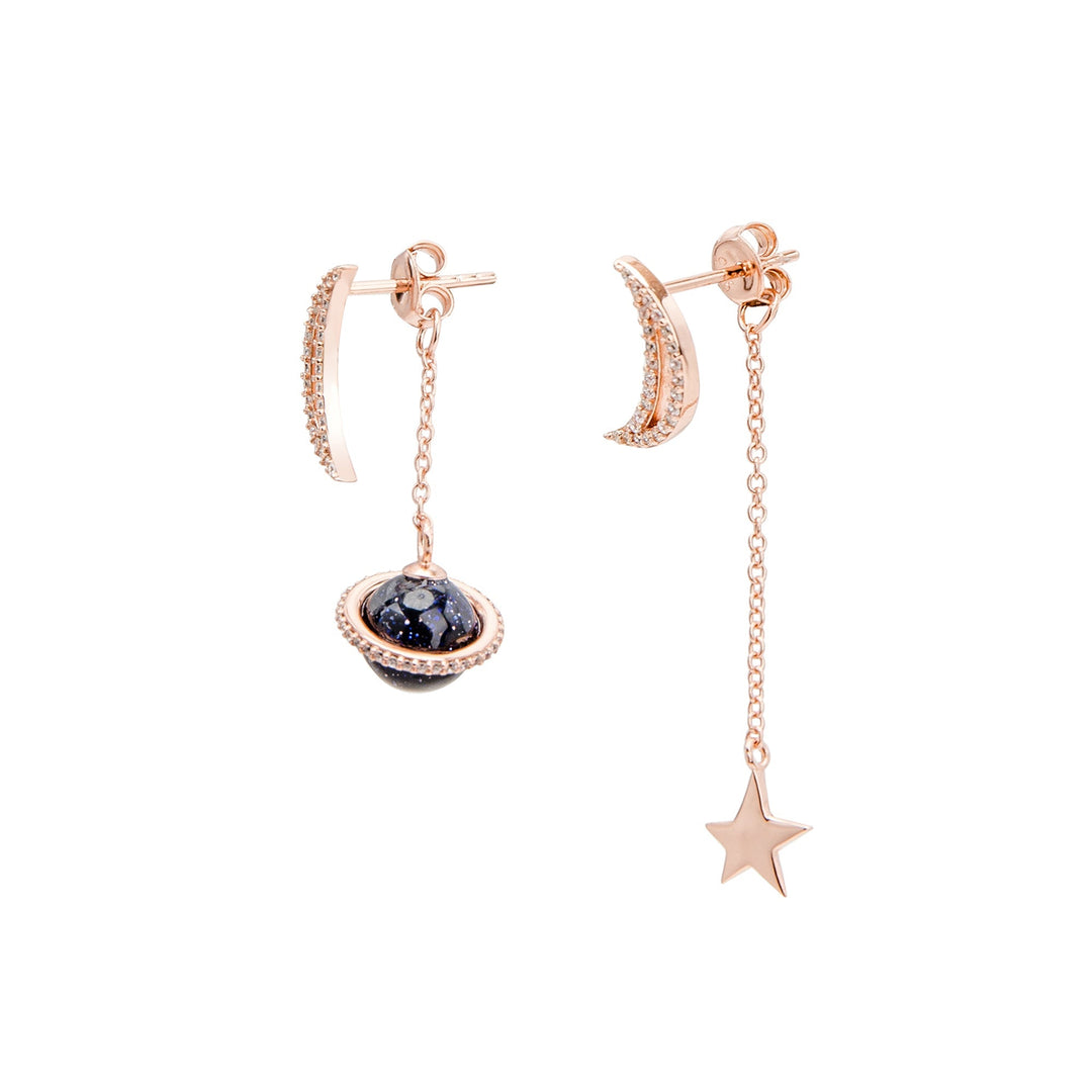 ASIMMETRISCHE OORHANGERS ROZE GOUD GALAXY